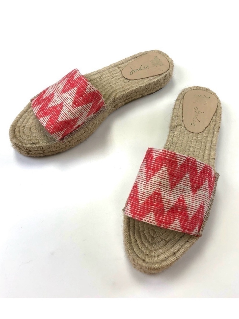 Joules Arla coral flat espadrille low platform slide sandals Size 8 Summer Vacay